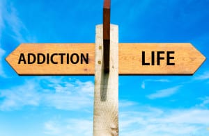 Addiction And Life Wooden Signpost